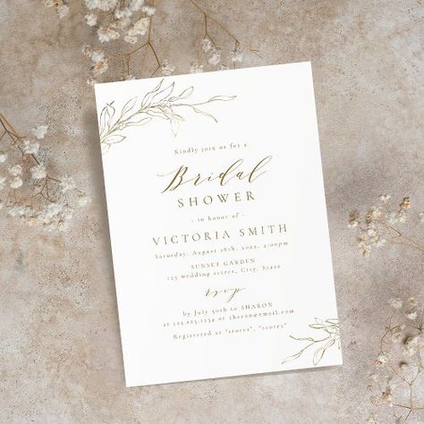 $2.82 | Gold simple elegant botanical rustic bridal shower - elegant illustrated floral leaves, spring modern luxury wedding, foliage country fall wedding, rustic botanical greenery wreath sketch, boho olive branch winter wedding, unique trendy summer garden wedding, stylish script calligraphy, traditional formal classic, rustic bridal shower invitations, simple minimalist gold and white Wreath Sketch, Country Fall Wedding, Fall Wedding Rustic, Wedding Foliage, Modern Luxury Wedding, Gold Winter Wedding, Rustic Bridal Shower Invitations, Summer Garden Wedding, Spring Wedding Invitations