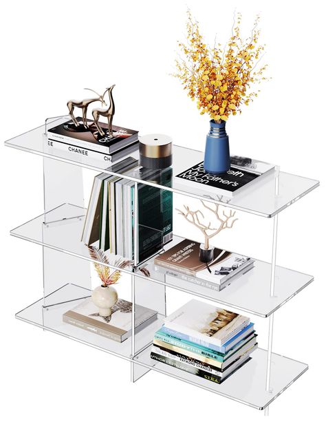 PRICES MAY VARY. 【Add charm to your home】: Make your decor pop with this artistically designed acrylic bookshelf,This bookshelf is simple and clear.while blending flawlessly with all decor styles. 【Multifunctional and Stylish】: Whether you choose to use this in your living room as a console table, spare bedroom as a media console, study room as a bookshelf or dining room as a buffet, this acrylic shelf will be a new choice 【Easy Assembly】: Necessary hardware and instruction provided, it is easy Acrylic Bookshelf, Acrylic Console Table, Bookshelf Small, Hallway Entry, Table Hallway, Sofas For Small Spaces, Acrylic Shelf, Console Table Hallway, Diy Office