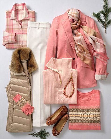 Talbots on Instagram: "Color crush: snowkissed coral. We love this happy hue from head to toe. Tap to shop! #mytalbots #winterfashion #holidaystyle #prettyinpink #modernclassicstyle" Talbots Outfits, Coral Outfit, Stylish Outfits For Women Over 50, Look Rose, Fashion Capsule Wardrobe, Pattern Dress Women, Shoes Outfit Fashion, Winter Outfit Inspiration, Fashion Capsule