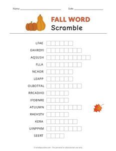 Printable Puzzles for Kids Fall Word Scramble, Thanksgiving Word Scramble, Fun Printable Activities, Christmas Word Scramble, Jumbled Words, Unscramble Words, Word Skills, Valentines Day Words, Printable Puzzles For Kids