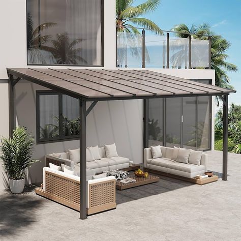 Amazon.com : VONZOY 10' x 10' Gazebo, Large Hardtop Wall Mounted Lean to Gazebo for Patio, Aluminum Pergola Awnings for Decks, Patio, Backyard, Porch : Patio, Lawn & Garden Awnings For Decks, Lean To Gazebo, Aluminum Awnings, Outdoor Gazebo, Aluminum Pergola, Gazebo Pergola, Outdoor Gazebos, Patio Backyard, Backyard Porch