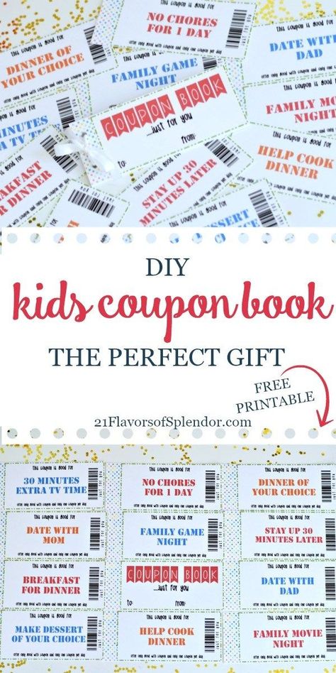 Free printable kids coupon book is great for handing out to your kids to give them a special treat on Valentine's Day, Christmas, birthday, or just because #gifts #kids #diygifts #printables Kids Coupon Book, Gift 21, Coupon Book Diy, Intentional Motherhood, Christmas Coupons, Kids Rewards, Diy Coupons, Free Printable Coupons, Faith Blogs