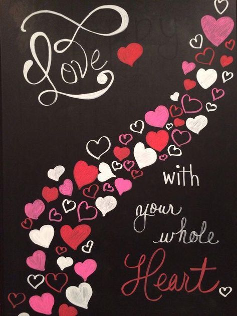 Valentine Chalkboard Art, Valentines Window Display, Chalkboard Art Quotes, Chalkboard Wall Art, Chalkboard Doodles, Blackboard Art, Korean Winter, Chalkboard Drawings, Chalkboard Lettering