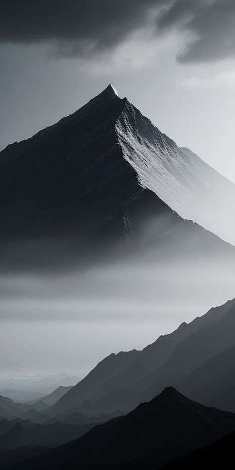 Dark Mountain Aesthetic, Iphone Wallpaper Mountains, Peaks And Valleys, Dark Mountains, Drawing Scenery, Motion Wallpapers, Space Phone Wallpaper, Mountain Drawing, Diy Abstract Canvas Art