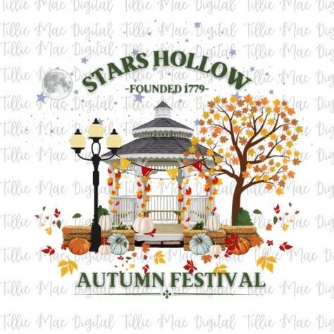 https://tilliemaedigital.etsy.com/listing/1559000818 Stars Hollow Gazebo, Girls Painting, Logan Huntzberger, Autumn Prints, Gilmore Girls Fan, Fall Tshirt, Stars Hollow, Cup Ideas, Autumn T Shirts