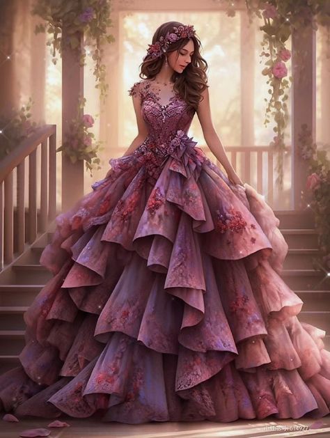 Barbie Fashion Fairytale Dresses, Princess Dress Anime, Gown Dress Design, Fairy Gown, Beautiful Long Dresses, Dress Illustration, Fantasy Dresses, Beautiful Maxi Dresses, Fashion Drawing Dresses