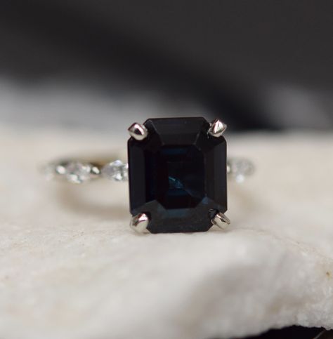 Black Sapphire Ring, Goth Ring, Gothic Engagement Ring, Black Diamond Solitaire, Pinterest Wedding, Modern Fairytale, White Sapphire Ring, Blue Sapphire Ring, Emerald Engagement Ring Cut