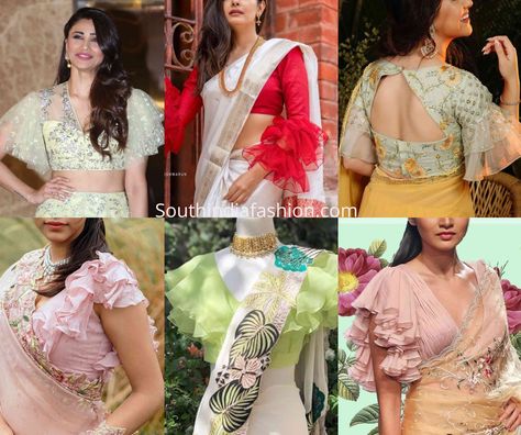 %%title%% %%sep%% Ruffle sleeve patterns work great even with ruffle sarees, Blouse designs 2020 Hot Blouse Designs, Ruffle Saree Blouse, Ruffle Blouse Designs, Full Sleeves Blouse Designs, Blouse For Saree, Latest Silk Sarees, Blouse Designs High Neck, Boat Neck Blouse Design, Full Sleeve Blouse