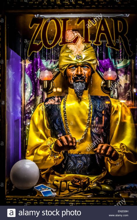 Zoltar, Fortune Teller Machine, Brighton Pier Stock Photo, Royalty Free Image: 81805965 - Alamy Fortune Teller Costume Men, Zoltar Fortune Teller, Fortune Teller Machine, Vintage Fortune Teller, Fortune Teller Costume, Sideshow Freaks, Brighton Pier, Fortune Tellers, The Greatest Showman