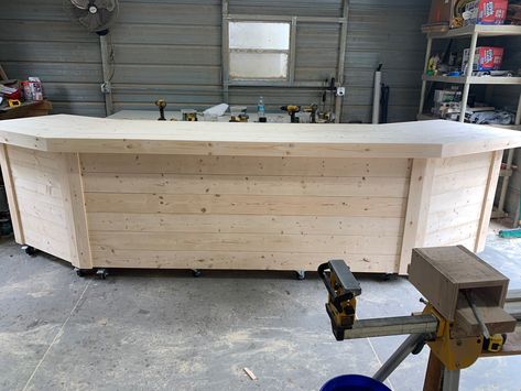 Rustic Reception Desk, Building A Home Bar, Bar Plans, Diy Home Bar, Outdoor Patio Bar, Indoor Bar, Bar Metal, Pressure Treated Wood, Patio Tables