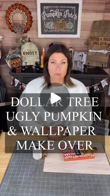 Creative Sarah at Home on Instagram: "Ugly Dollar Tree Pumpkin Makeover! 
Dollar Tree DIY
#dollartreediy #dollartreecrafts #dollartree #diydecor #diycrafts #diy #creativesarah #falldiy #f#fallcrafts #dollartreefall2024" Dollar Tree Crafts Videos, Dollar Tree Sign Makeover, Pumpkin Makeover, Dollar Tree Pumpkins, Pumpkin Wallpaper, Pumpkin Door Hanger, Plastic Pumpkins, Pumpkin Door, Tree Signs