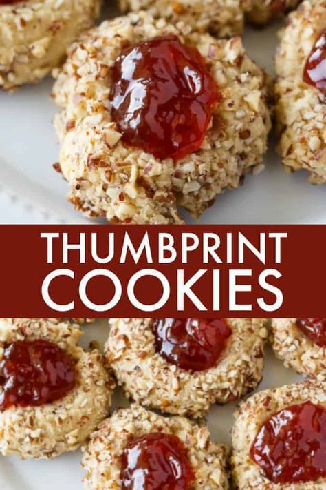 Thumbprint Cookies Christmas, Thumbprint Cookies With Icing, Best Thumbprint Cookies, Thumbprint Cookies Easy, Cookies Thumbprint, Raspberry Thumbprint Cookies, Jam Thumbprint Cookies, Jelly Cookies, Thumbprint Cookies Recipe