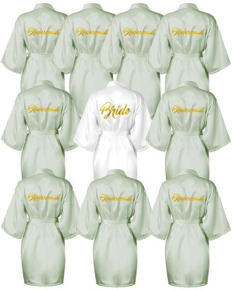 PRICES MAY VARY. Nice Combination Set: we will provide you with 10 pieces bridal robe, including 1 bride embroidered robe and 9 bridesmaid robes, sufficient in quantities and styles to meet your requirement of using and sharing V neck Exquisite and Meaningful: wedding robe set is designed with classic colors, robe for the bride is in white color, robes for bridesmaid are designed in light green colors, elegant and distinctive, showing your personal tastes Reliable and Comfortable: bride robe for Wedding Party Robes, Embroidered Robe, Embroidered Robes, Wedding Themes Fall, Bridal Party Robes, Women Bride, Bridal Robe, Wedding Robe, Future Wedding Plans