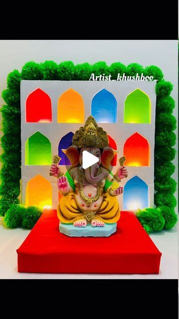 Ganpati Decoration Ideas Creative, Ganapati Decoration, Decoration For Ganpati, Ganesh Chaturthi, Festival Decorations, Arts And Crafts, Festival, Instagram, Art