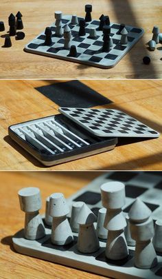 Concrete Chess Set, Chess Set Design, Cool Chess Sets, Diy Chess Set, Battle Chess, Pottery Games, Chess Design, Chess Tournament, Cement Diy