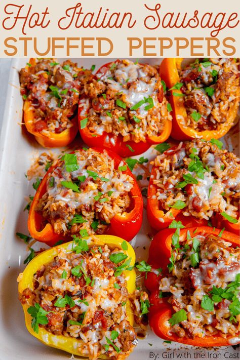 Italian Sausage Stuffed Peppers, Hot Italian Sausage Recipes, Hot Sausage Recipes, Ground Italian Sausage Recipes, Sausage Stuffed Peppers, Ground Sausage Recipes, Sausage Recipes For Dinner, Sausage Dinner, Italian Sausage Recipes