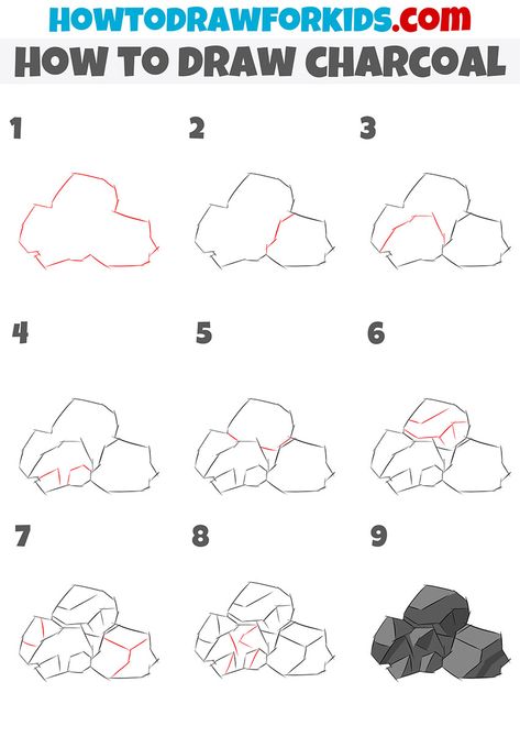 How To Draw Rocks Step By Step, Log Drawing, Charcoal Drawing Tutorial, Simple Face Drawing, Drawing Rocks, Doll Drawing, Nature Sketch, Easy Doodle Art, Acrylic Painting For Beginners