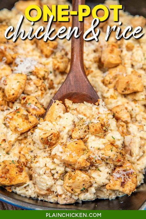 Chicken Italian Seasoning, One Pot Chicken And Rice, Chicken Italian, Chicken And Rice Recipe, Chicken And Rice Casserole, Easy Chicken And Rice, Plain Chicken, One Pot Chicken, Chicken And Rice