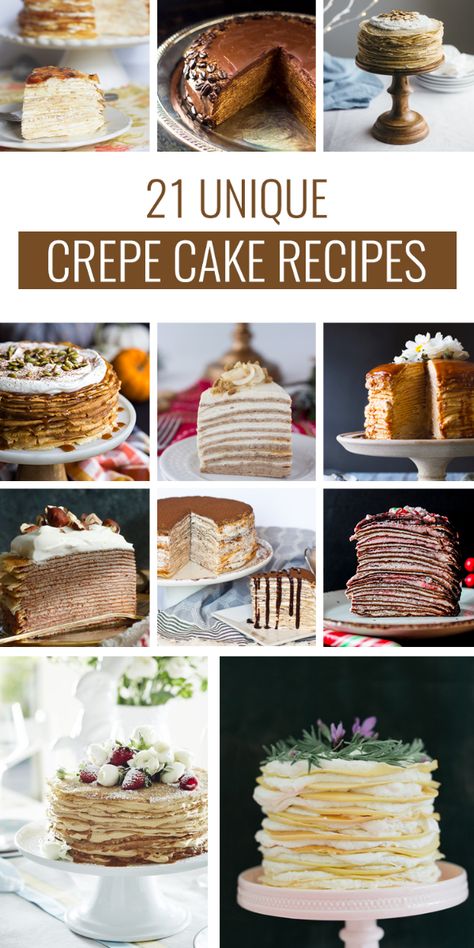 Crepe Cake Flavors, Crepe Cake Filling Cream Recipes, Crape Cake Recipes, Crepe Layer Cake, Crepe Wedding Cake, Crepe Dessert Ideas, Crepe Cakes Recipe, Crepes Cake Recipe, Tiramisu Crepe Cake Recipe