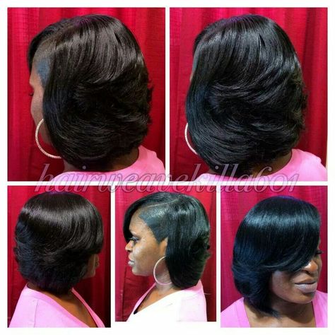 Cute Quick Weave Bobs For Black Women, Feathered Bob Hairstyles, Weave Bob Hairstyles, Quick Weave Bob, Feathered Bob, Weave Styles, Quick Weave Hairstyles, Sassy Hair, Quick Weave