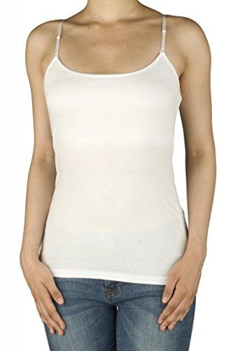 Women Active Basic Built In Inner Bra Long Spaghetti Cami Adjustable White Medium >>> Check out the image by visiting the link. Note: It's an affiliate link to Amazon. Spaghetti Tops, Low Rise Jeans, Long Length, Clothing Women, Extra Long, Medium Length, Basic Tank Top, Cotton Material, Low Rise