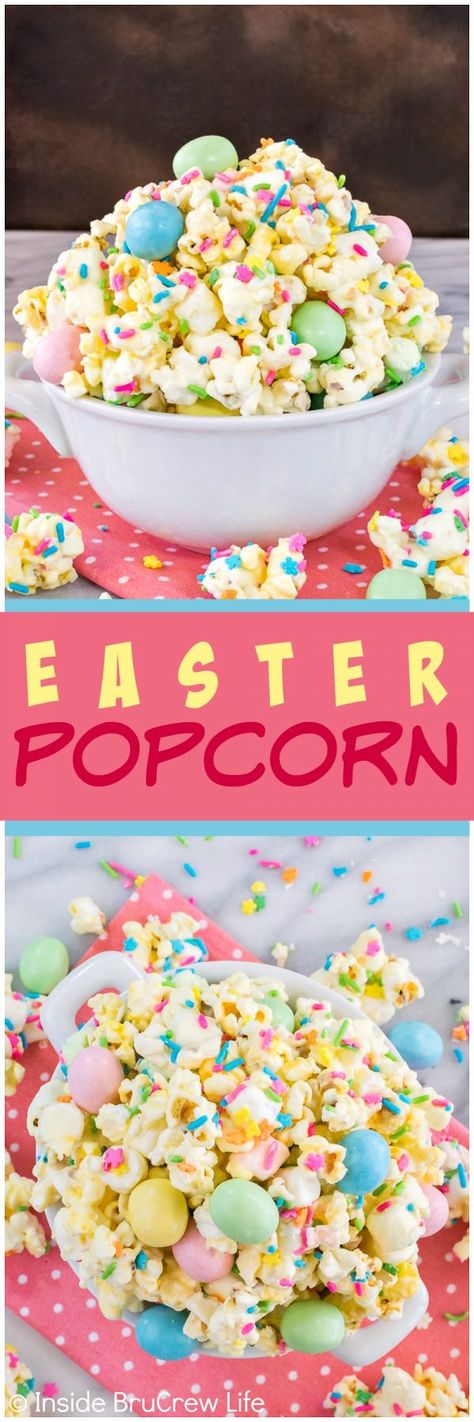 Covered Popcorn, Easter Popcorn, Chocolate Covered Popcorn, Snack Mix Recipe, Easter Party Food, Bunny Bait, White Chocolate Covered, Easter Snacks, Easter Sweets