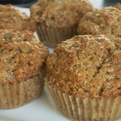 Banana Bran Muffins Banana Bran Muffins, Oat Bran Muffins, Flax Muffins, Bran Muffin Recipes, Banana Nut Muffins, Bran Muffins, Banana Nut Bread, Nut Bread, Banana Nut