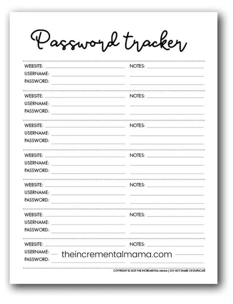 Password Template, Organizations Ideas, Printable Password Log, Best Free Resume Templates, Printable Password Tracker, Password Printable, Good Passwords, Password Organizer, Free Printables Organization