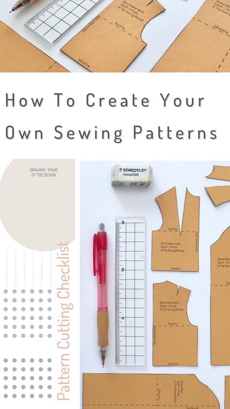 How To Create Your Own Sewing Patterns | Links To Pattern Blocks Included Along With A FREE eBook How To Draw A Pattern For Sewing, Sewing Drawing Sketch, Beginning Sewing Patterns, Creative Pattern Making Fashion, How To Make Your Own Patterns Sew, How To Make A Pattern For Sewing, How To Make Sewing Patterns, How To Start Sewing, Basic Pattern Making