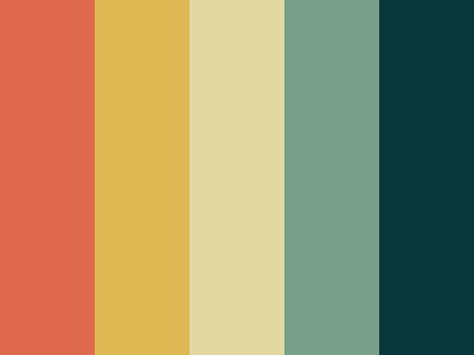 Vintage Colour Palette, Retro Color Palette, Seni Cat Air, Color Palette Design, Colour Board, Display Font, Retro Color, Retro Decor, Mellow Yellow