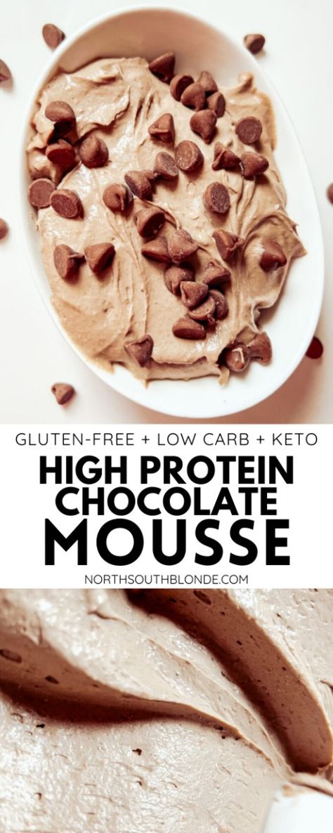 This high protein chocolate mousse only needs 4 ingredients and is sugar free, low carb, and keto friendly. The perfect healthy dessert that's rich, creamy, and oh so satisfying! Healthy Dessert Low Carb, Low Carb High Protein Recipes Desserts, Protein Snacks Keto, Protein Drink Dessert, High Protein Chocolate Ice Cream, Low Carb Low Calorie Desserts Easy, Low Calorie Keto Dessert, Healthy Protein Desserts Low Carb, High Protein Chocolate Desserts