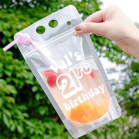 "Finally 21 21st Birthday Party Drink Pouches | Finally 21 Drink Pouch | Vegas Birthday Party Ideas | 21 Birthday Drink Pouch w/ Straw Booze Bag Party Favors You're finally turning 21?! WOO! So, let's get this party started with these custom booze bags, perfect for your upcoming Vegas Trip, Nashville Trip, or even just those fun days on the lake, beach, or pool. I mean, it's a super cute portable, reusable booze bag. What more could you want?  Bag Details: - Heave duty, food-grade translucent dr 21st Birthday Ideas For Girls Turning 21 Theme, 21st Nashville, 21st Birthday Drinks, Vegas Birthday Party, 21st Birthday Themes, Bachelorette Party Drinks, 21st Birthday Girl, Birthday Party Drinks, Drink Pouches