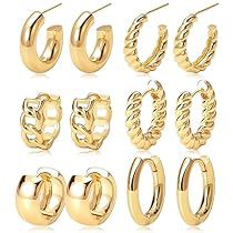 Gold Earrings For Women, Chunky Hoop Earrings, Chunky Earrings, Earring Sets, Hoop Earring Sets, Jewelry Essentials, Fancy Jewelry, Huggie Earrings, Christmas Gifts For Women