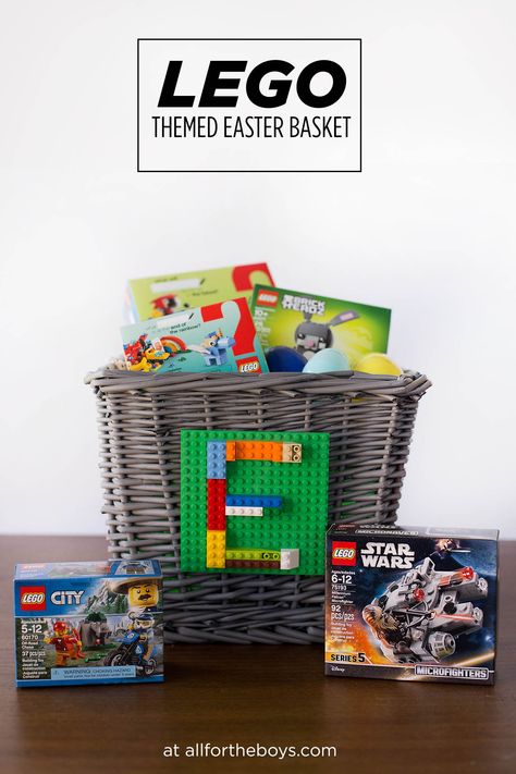 Lego Easter Basket, Lego Easter Eggs, Easter Ideas For Kids, Easter Basket Ideas For Boys, Basket Themes, Lego Easter, Easter Basket Themes, Raffle Ideas, Easter Baskets To Make