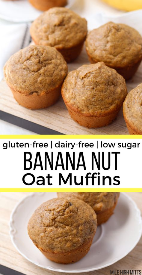 Gluten Free Dairy Free Muffins, Dairy Free Muffins, Breakfast Recipes Kids, Banana Nut Muffins, Dairy Free Breakfasts, Oat Muffins, Gluten Free Banana, Go Bananas, Gluten Free Muffins