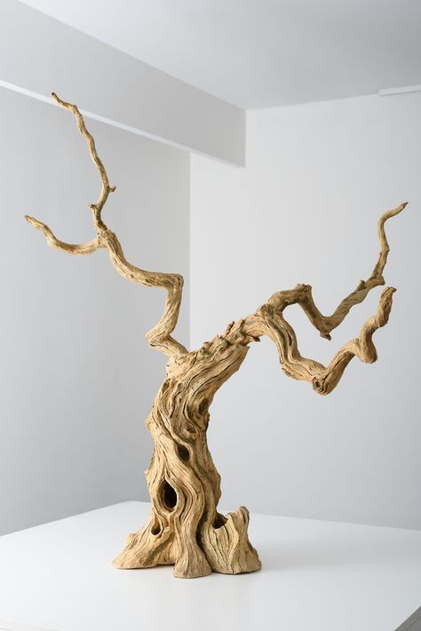 It is clay. In the solo show by Eric E. Serritella at Sokyo Gallery, Kyoto. Sculpture Art Clay, Wood Art Projects, Driftwood Sculpture, Hallway Ideas Entrance, Modern Hallway, Miniature Trees, Tree Sculpture, Ap Art, Art Clay