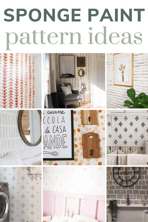 Looking for a fun and modern sponge paint pattern to paint on your walls? You're going to love all of these DIY accent wall ideas ! #spongepaint #spongepainting #accentwall #accentwalls Simple Office Accent Wall, Diy Wall Paint Pattern Ideas, Stamp Painting Walls, Accent Wall With Sponge, Painting A Pattern On A Wall, Diy Paint Ideas For Walls, Painting A Design On A Wall, Wall Design Ideas With Paint, Sponge Painted Accent Wall