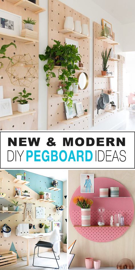 New & Modern DIY Pegboard Ideas! - Check out all these new types of pegboards you can DIY. The trend is towards oversized holes and minimal design. Storage and organizing that looks awesome! #DIYpegboardideas #modernpegboardideas #pegboardideas #DIYpegboardprojects #storageandorganizing #pegboardprojects #DIYhomedecor Diy Peg Board, Painted Pegboard, Diy Pegboard, Pegboard Ideas, Cottage Diy, Pegboard Storage, Wand Organizer, Pegboard Organization, Chic Cottage