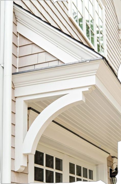 Garage Corbels Ideas, Cape Cod With Porch, Exterior Corbels On House, Cape Cod Style House Exterior, Cape Cod Front Porch, Corbels Exterior, Cape Cod Exterior, Cape Cod House Exterior, Door Overhang