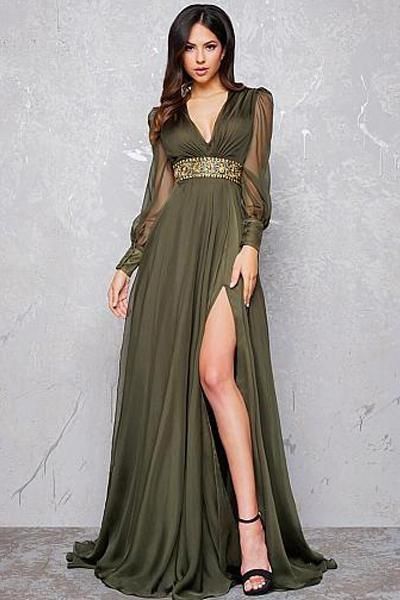 A Line Evening Dress, V Neck Prom Dresses, Long Sleeve Prom, Prom Dresses With Sleeves, Prom Dresses Long With Sleeves, Vintage Style Dresses, Custom Dresses, Guest Dresses, Fashion Clothes