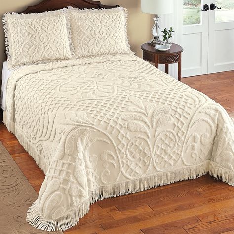 White Bedspread, Bedroom Comforter Sets, White Bedspreads, Chenille Bedspread, Luxurious Bedroom, Collections Etc, Bedding Basics, Bedroom Refresh, Bedspread Set