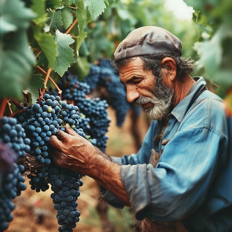 Vineyard Harvest Worker: An experienced vineyard worker carefully inspects and harvests ripe blue grapes during the harvest season. #vineyard #grapes #harvest #worker #agriculture #viticulture #winemaking #nature #aiart #aiphoto #stockcake https://ayr.app/l/4yKo Grape Vineyard, Grape Harvest, Grape Harvesting, Bible Images, Harvest Season, The Harvest, Fine Wine, Grape Vines, Agriculture