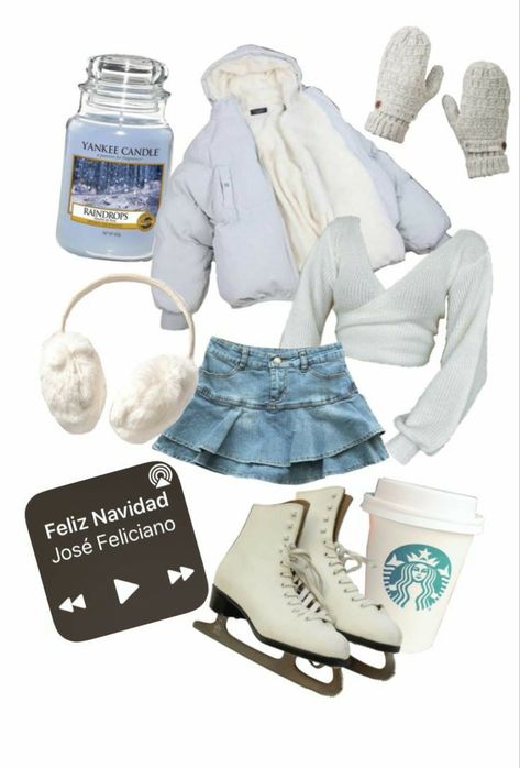 Winter Aesthetic Outfit Coquette, Blue Fit Aesthetic, Cute Outfits With Earmuffs, Blue Winter Outfits Aesthetic, Christmas Pink Outfit, Blue Closet Aesthetic, Blue Winter Aesthetic Outfit, Aesthetic Christmas Fits, Earmuff Aesthetic