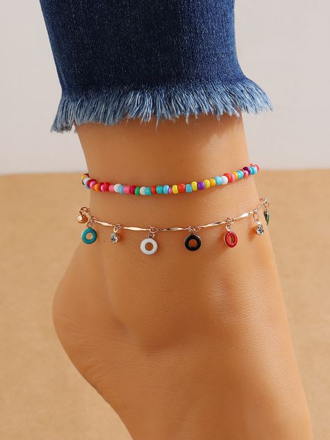 Multicolor    Copper   Embellished   Jewelry Diy Necklace Patterns, Pop Jewelry, Ankle Bracelets Diy, Pretty Jewelry Necklaces, Bracelets Handmade Diy, Bracelets Design, Turquoise Bead Bracelet, Beaded Jewels, Handmade Jewelry Tutorials