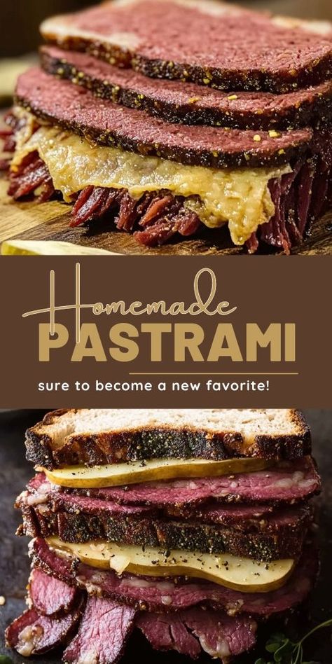 This Homemade Pastrami is tender, juicy, and packed with flavor! 🥩✨ Slow-cooked and perfectly seasoned, this pastrami is ideal for sandwiches, salads, or simply enjoyed on its own. It’s a mouthwatering recipe that’s perfect for meal prep or special occasions.

📌 Pin this recipe to make tender and flavorful homemade pastrami for your next meal!
#HomemadePastrami #TenderAndJuicy #FlavorfulMeats #SandwichRecipes #EasyMeals #MealPrep Smoked Pastrami Recipe, Pastrami Sandwich Recipe, Smoked Pastrami, Senate Bean Soup, Homemade Pastrami, Pastrami Recipe, Mustard Powder, Pastrami Sandwich, Tenderloin Recipes