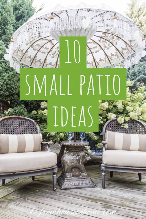 GREAT space saving small patio ideas! I love the suggestions for privacy that will make your outdoor deck or patio feel very cozy. Great for backyards or a tiny garden area. #fromhousetohome #patio #outdoorliving #gardeningtips #gardenideas Tiny Deck, Small Patio Ideas On A Budget, Outdoor Deck Decorating, Small Patio Ideas, Small Patio Decorating Ideas, Deck Or Patio, Small Patio Decor, Small Outdoor Patios, Back Deck Decorating