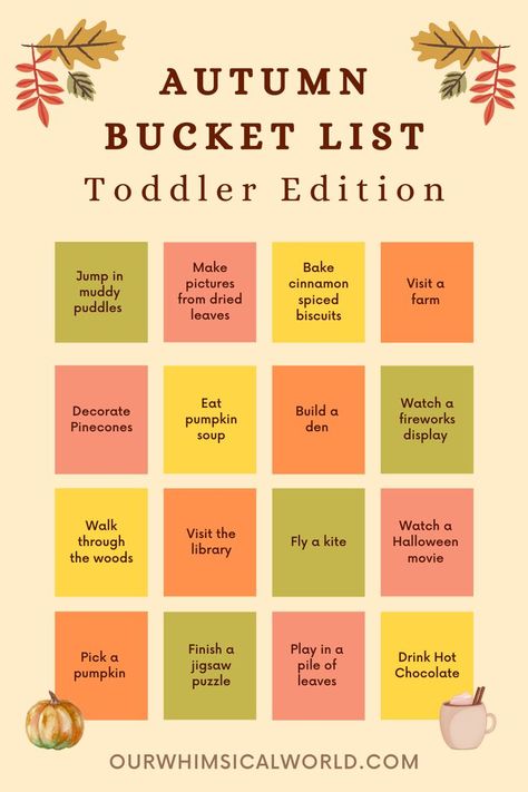 Fall 'to do' list for young families Toddler Bucket List, Autumn Bucket List, Fall Bucket List, Toddler Fall, Fireworks Display, Autumn Activities, To Do List, New Experience, Bucket List