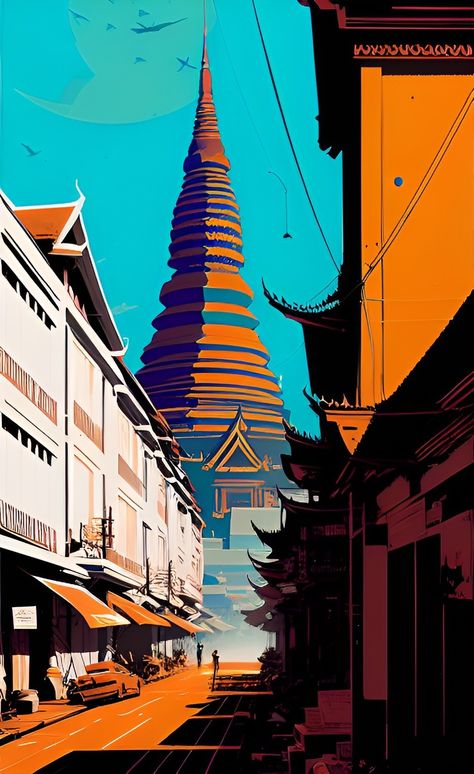 AI picture of the Cambodian capital, Phnom Penh showcasing the city with a buddhist temple Phnom Penh City, Phnom Penh Cambodia, Buddhist Temple, Phnom Penh, Dream Holiday, City Photography, East Asia, Scarlet Witch, Aesthetic Photography