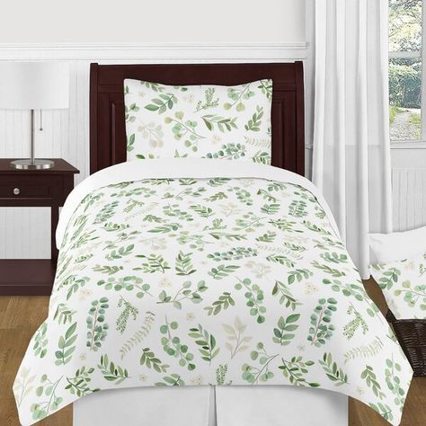 Sweet Jojo Designs Green/White Microfiber 4 Piece Comforter Set & Reviews | Wayfair Twin Size Comforter, Queen Size Comforter Sets, Watercolor Leaf, Blue Comforter Sets, Blue Bedding Sets, Queen Size Comforter, Twin Comforter Sets, Sweet Jojo Designs, Jojo Designs