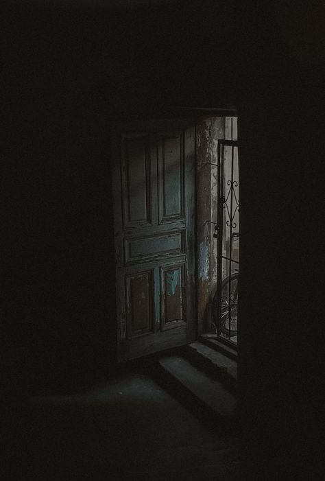 A Wooden Door in the Dark · Free Stock Photo Door Aesthetic Dark, Open Door Aesthetic, Door In The Woods, Old House Bedroom, Lost Apothecary, Hollow Aesthetic, Royal Doors, Halloween Shoot, Dark Doors